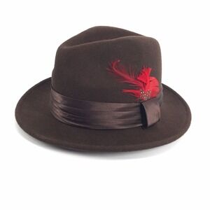 Vintage 1980s St. Patrick 100% Wool Fedora Hat Size Small Adult Dark Brown S